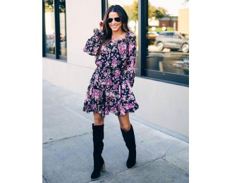 Pumpkins And Posies Floral Ruffle Dress - FINAL SALE