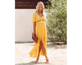 Golden State Embroidered Maxi Dress