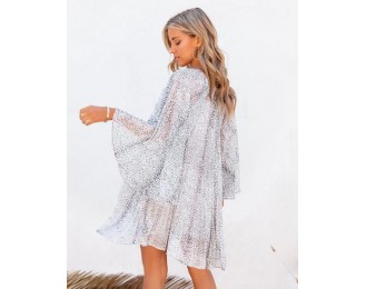 Element Of Surprise Printed Bell Sleeve Chiffon Dress