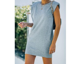 Hilton Cotton Blend Padded T-Shirt Dress - Heather Grey