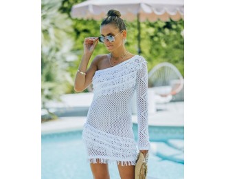 Sonny One Shoulder Crochet Cover-Up Dress - Off White