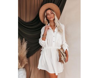 Remy Cotton Pocketed Shirt Dress - Off White