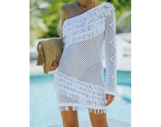 Sonny One Shoulder Crochet Cover-Up Dress - Off White